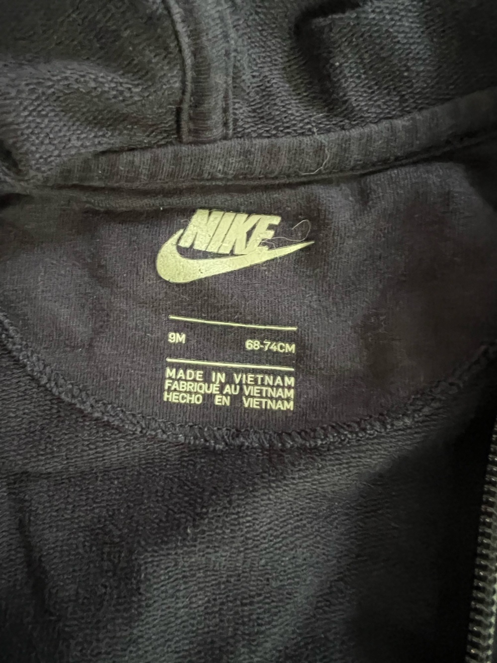 Nike Kids Navy Hooded Zip Romper with Logo - Picture 2 of 3
